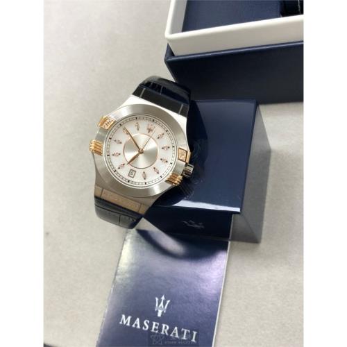 Maserati Potenza 35mm Diamond Silver Dial Blue Strap Watch For Women - R8851108502