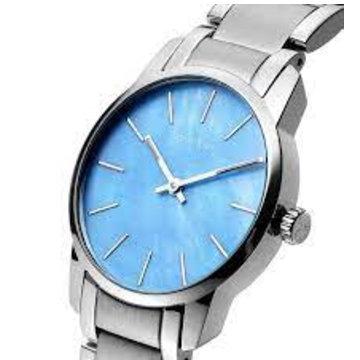 Calvin Klein City Mother of Pearl Blue Dial Silver Steel Strap Watch for Women - K2G2314X