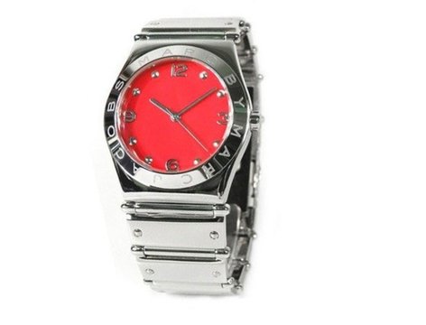 Marc Jacobs Classic Red Dial Silver Steel Strap Watch for Women - MBM3031