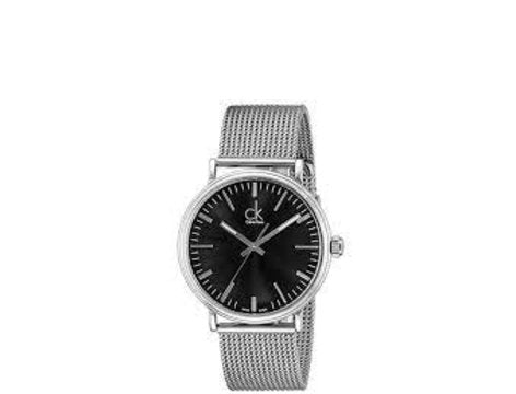 Calvin Klein Surround Black Dial Silver Mesh Bracelet Watch for Men - K3W21121