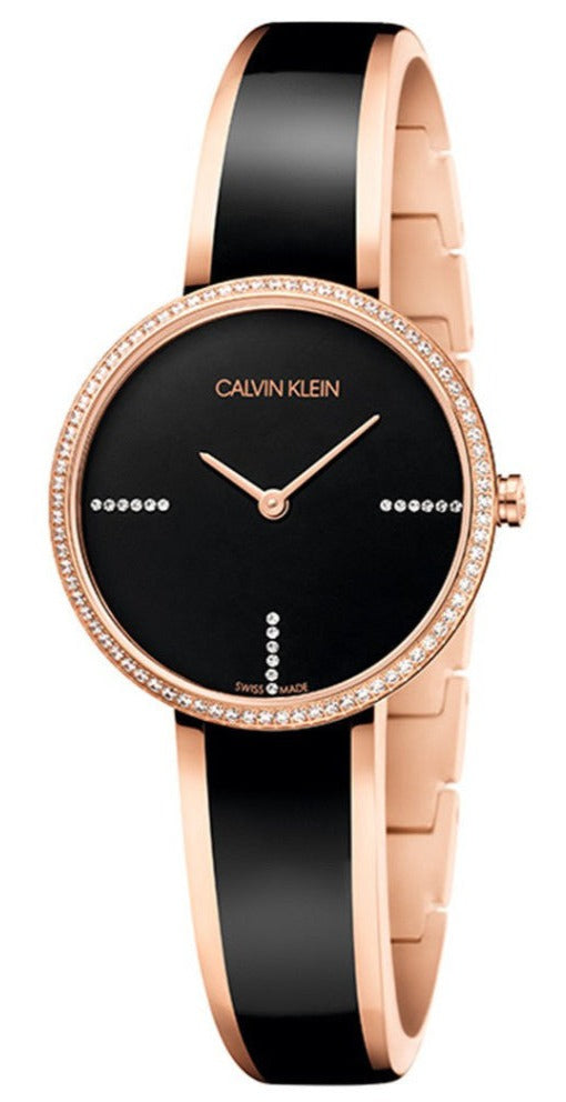 Calvin Klein Seduce Black Dial Two Tone Steel Strap Watch for Women - K4E2NX1S