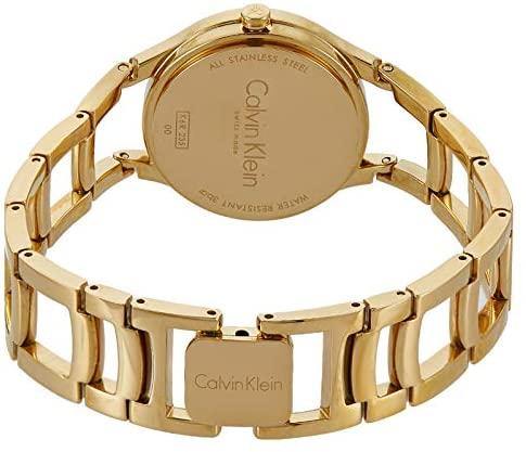 Calvin Klein Class White Dial Gold Steel Strap Watch for Women - K6R23526