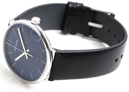 Calvin Klein High Noon Quartz Blue Dial Black Leather Strap Watch for Men - K8M211CN