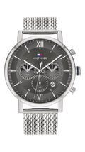 Tommy Hilfiger Evan Grey Dial Silver Mesh Bracelet Watch for Men - 1710396