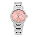 Burberry The City Pink Dial Silver Steel Strap Watch for Women - BU9124