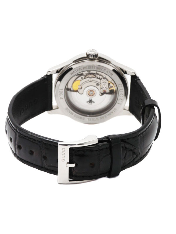 Gucci G Timeless Automatic Black Leather Unisex Watch - YA126468