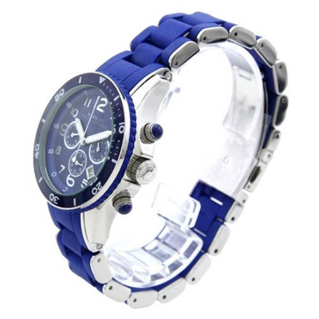 Marc Jacobs Rock Chronograph Blue Dial Blue Silicone Strap Watch for Women - MBM2548