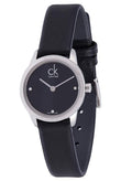 Calvin Klein Minimal Black Dial Black Leather Strap Watch for Women - K3M231C4