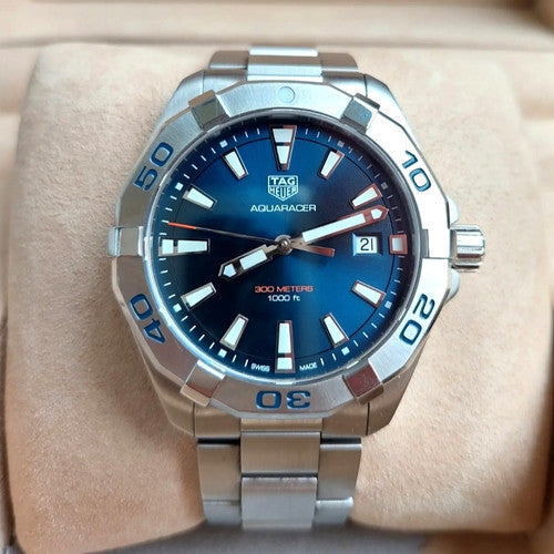 Tag Heuer Aquaracer Blue Dial Silver Steel Strap Watch for Men - WBD1112.BA0928