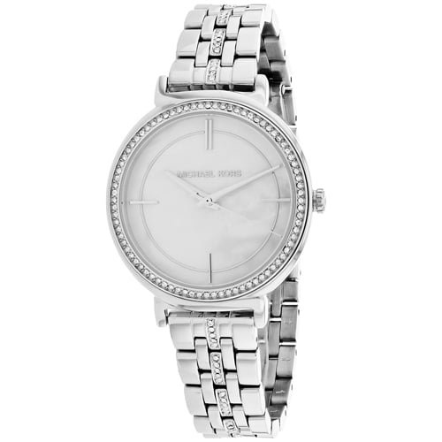 Michael Kors Cinthia White Mother of Pearl Dial Silver Steel Strap Watch for Women for Women - MK3641