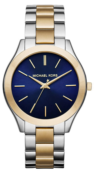 Michael Kors Slim Runway Blue Dial Two Tone Steel Strap Watch for Women - MK3479