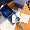 Swarovski Octea Lux Chrono Blue Dial Blue Leather Strap Watch for Women - 5580600