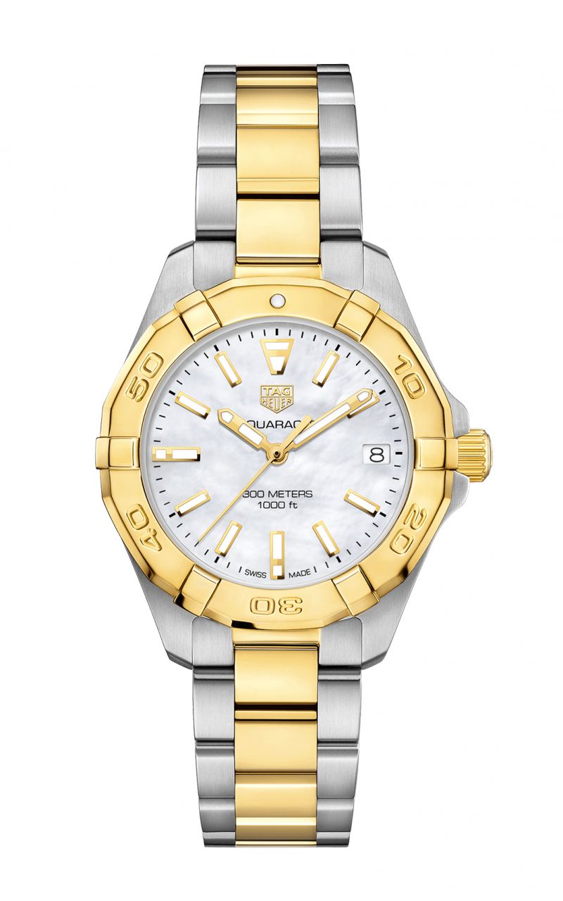 Tag Heuer Aquaracer Quartz Diamonds Mother of Pearl Dial Two Tone Steel Strap Watch for Women - WBD1423.BB0321