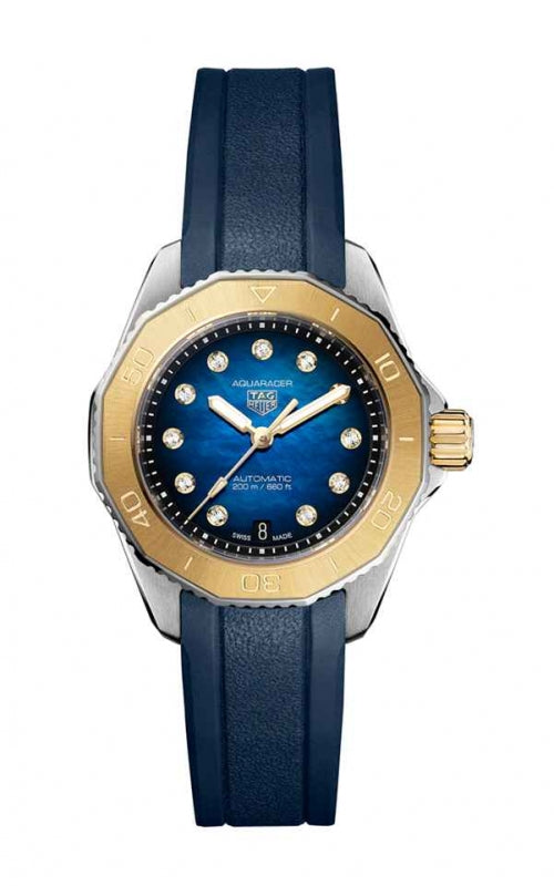 Tag Heuer Aquaracer Professional 200 Automatic Diamonds Blue Dial Blue Rubber Strap Watch for Women - WBP2450.FT6215