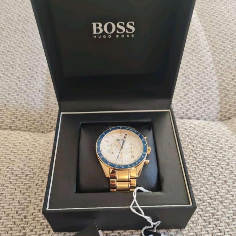 Hugo Boss Trophy White Dial Gold Steel Strap Watch for Men - 1513631