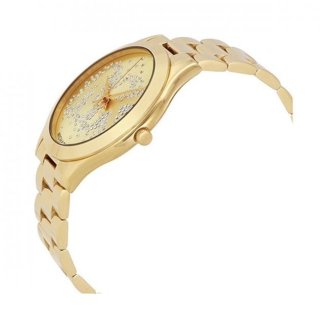 Michael Kors Slim Runway Gold Dial Gold Steel Strap Watch for Women - MK3590