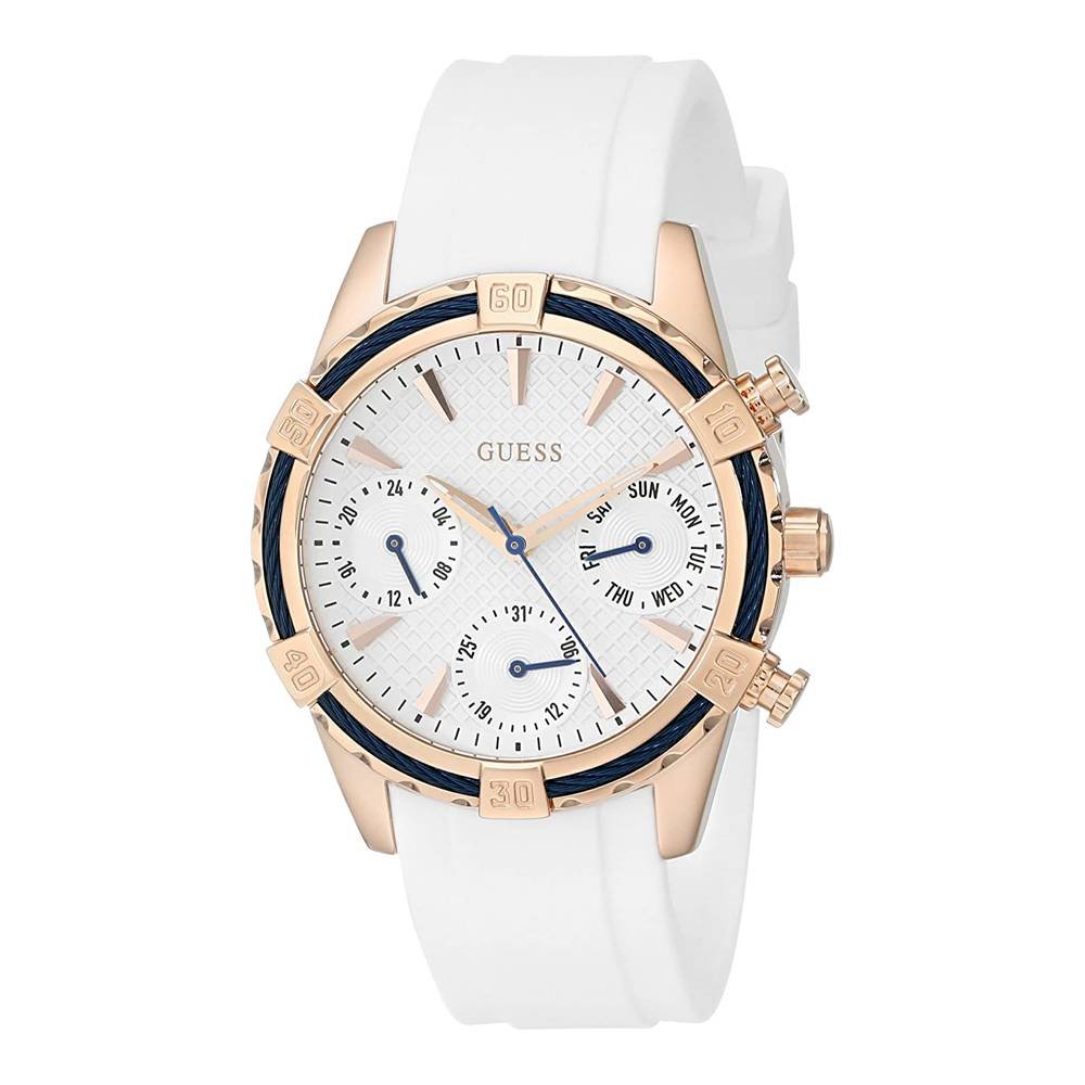 Guess Catalina White & Rose Gold Dial White Silicon Strap Watch For Women - W0562L1