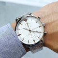 Emporio Armani Gianni Chonograph Silver Dial Silver Steel Strap Watch For Men - AR1933