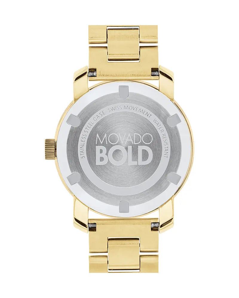 Movado Bold Yellow Gold Dial Yellow Gold Steel Strap Watch For Women - 3600085