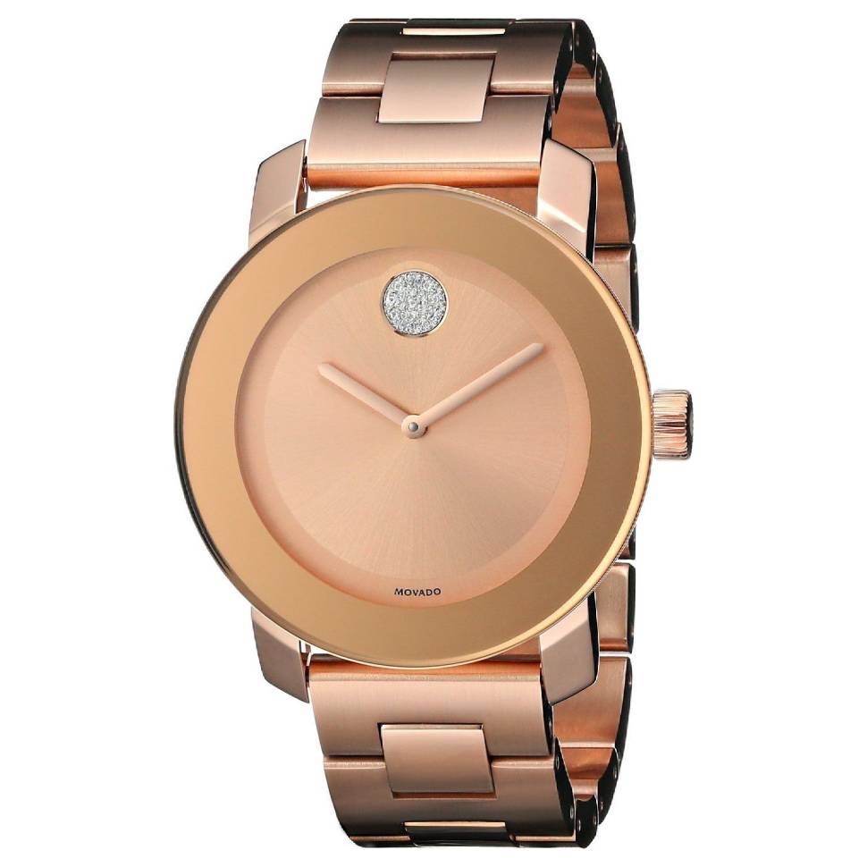 Movado Bold Rose Gold Dial Rose Gold Steel Strap Watch for Women - 3600086