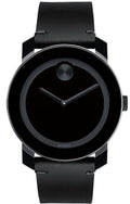 Movado Bold Black Dial Black Leather Strap Watch For Men - 3600306