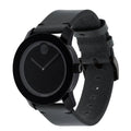 Movado Bold Black Dial Black Leather Strap Watch For Men - 3600306