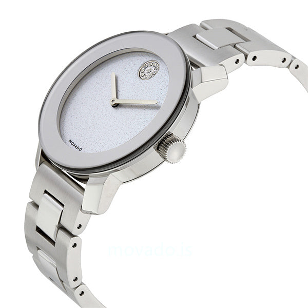 Movado Bold Crystal Dot Silver Dial Silver Steel Strap Watch For Women - 3600334