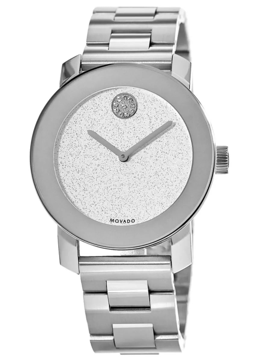 Movado Bold Crystal Dot Silver Dial Silver Steel Strap Watch For Women - 3600334