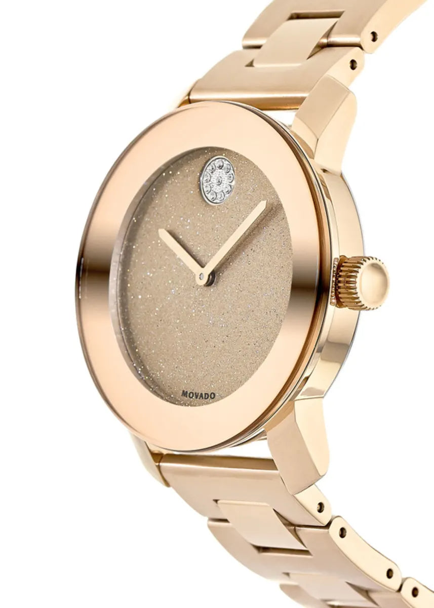 Movado Bold Rose Gold Dial Rose Gold Steel Strap Watch For Women - 3600335