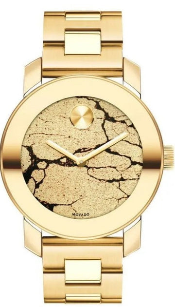 Movado Bold Glitter Gold Dial Gold Steel Strap Watch for Women - 3600346