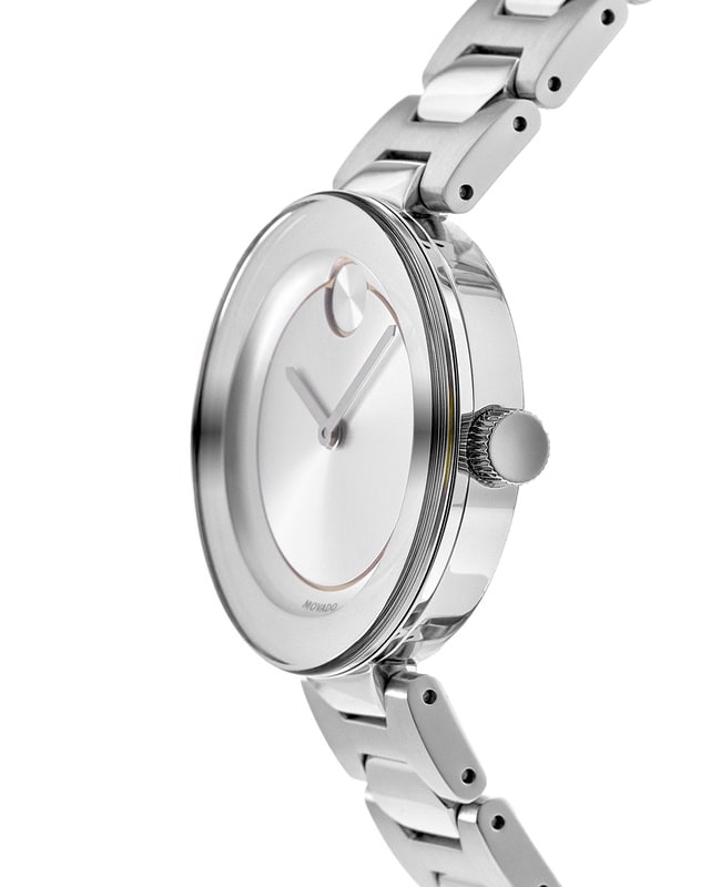 Movado Bold Silver Dial Silver Steel Strap Watch For Women - 3600381