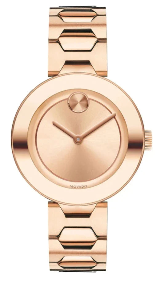 Movado Bold Rose Gold Dial Rose Gold Steel Strap Watch for Women - 3600342