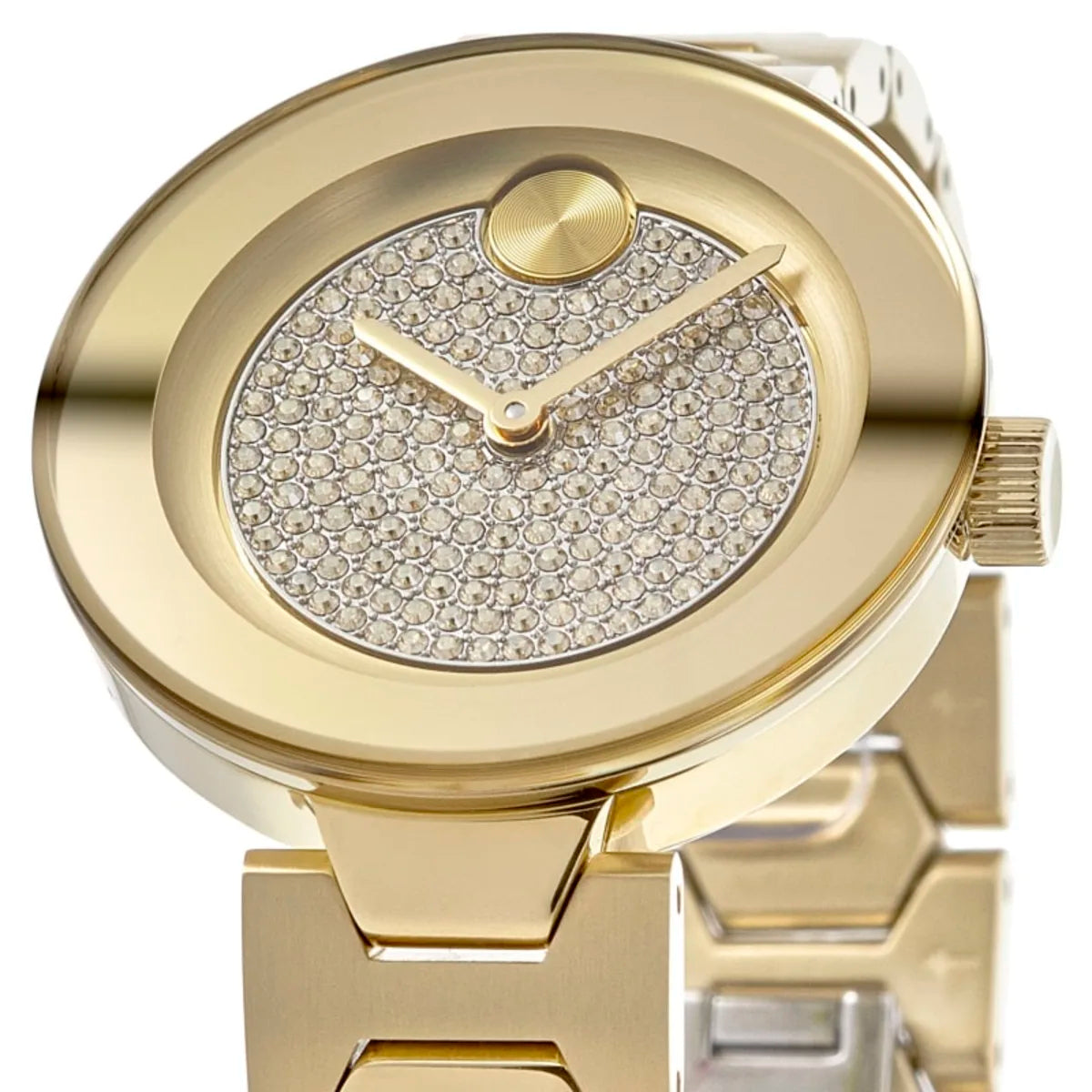 Movado Bold Crystal Gold Dial Gold Steel Strap Watch For Women - 3600492