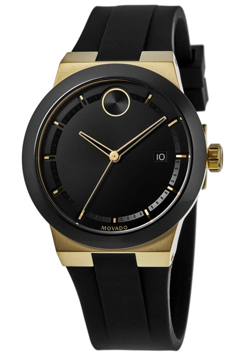 Movado Bold Black Dial Black Rubber Strap Watch for Men - 3600623