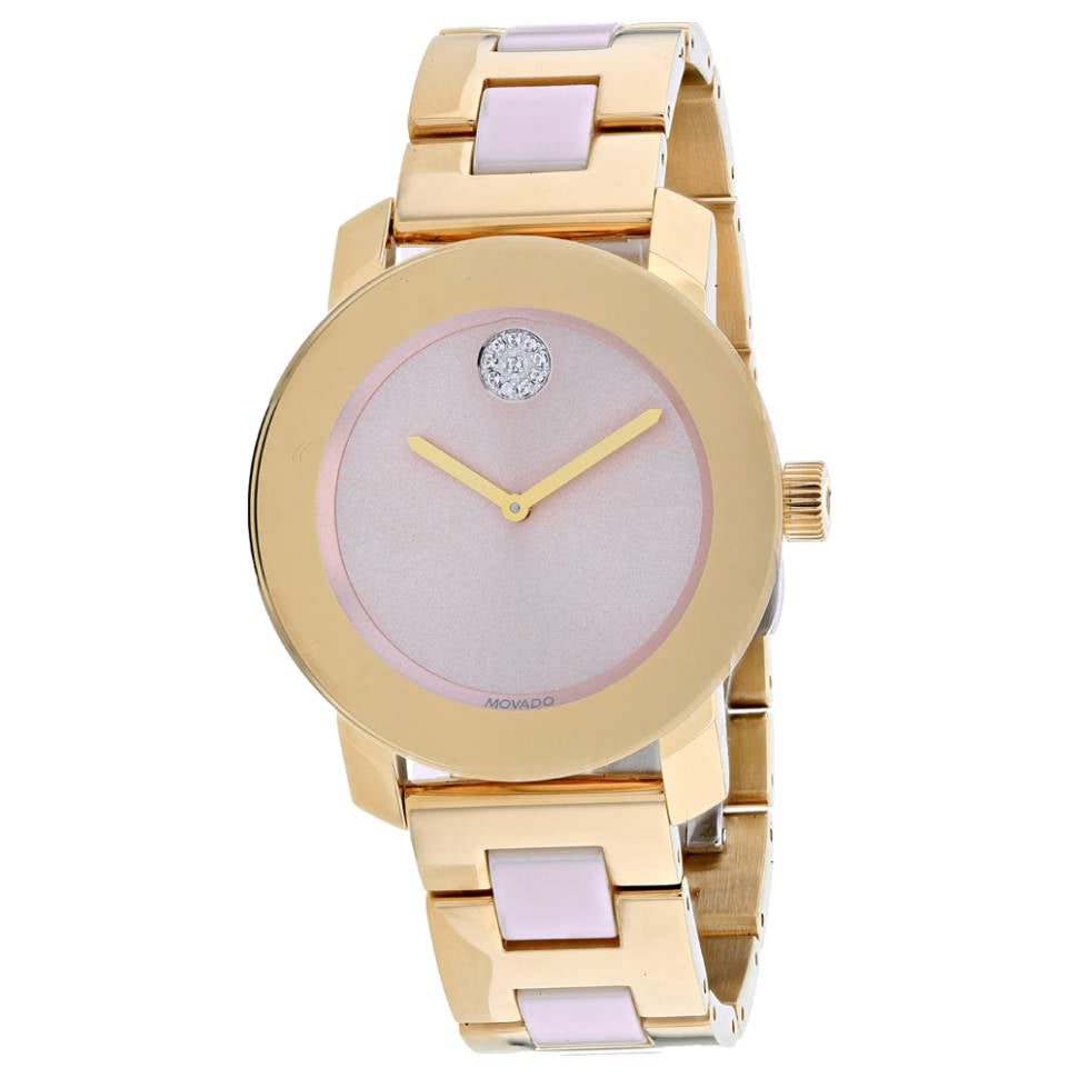 Movado Bold Beige Dial Two Tone Steel Strap Watch For Women - 3600640