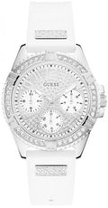 Guess Frontier Diamonds Silver Dial White Rubber Strap Watch For Women - W1160L4