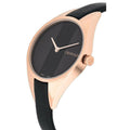 Calvin Klein Rebel Black Dial Black Leather Strap Watch for Women - K8P236C1