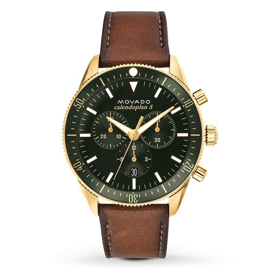 Movado Heritage 42mm Chronograph Green Dial Watch For Men - 3650062