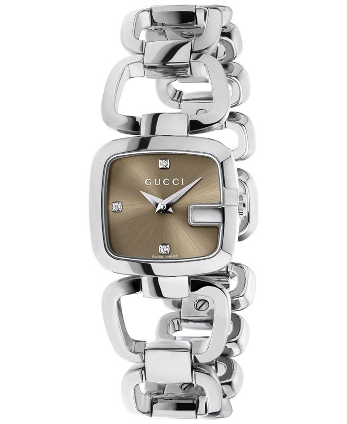 Gucci G-Gucci Quartz Brown Dial Silver Steel Strap Watch For Women - YA125503