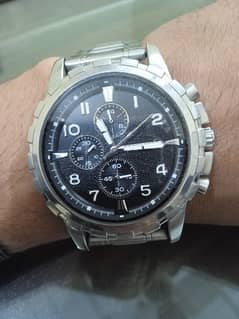 Fossil Dean Chronograph Black Dial Silver Steel Strap Watch for Men - FS4542