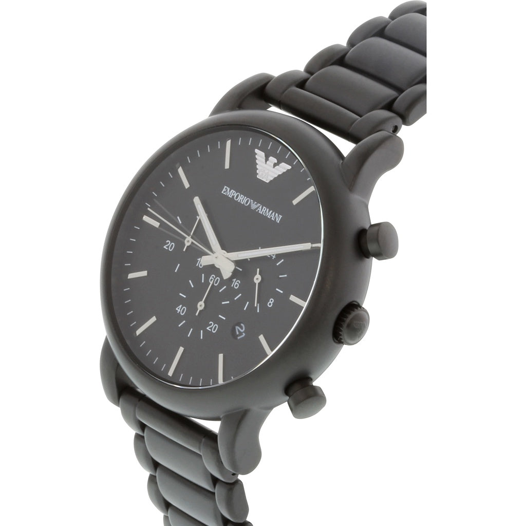 Emporio Armani Luigi Chronograph Black Dial Black Steel Strap Watch For Men - AR1895