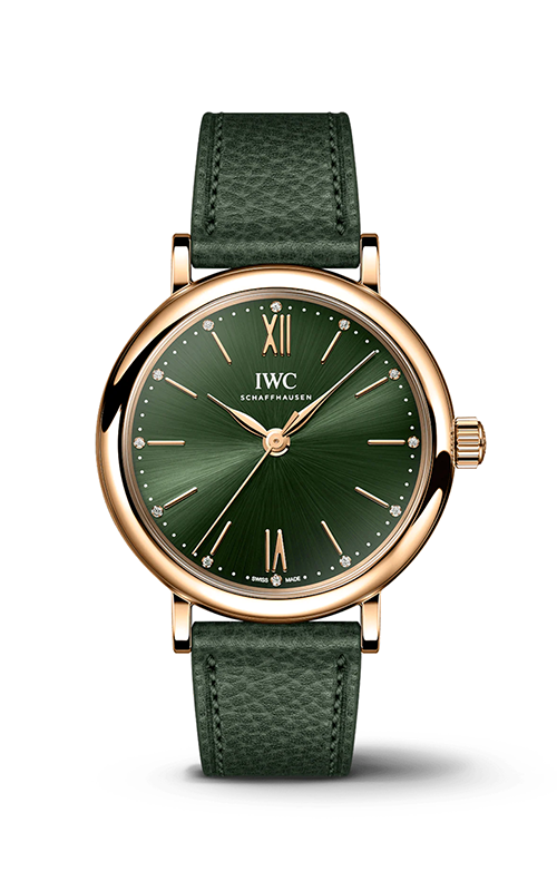 IWC Portofino Automatic Green Dial Green Leather Strap Watch for Women - IW357415