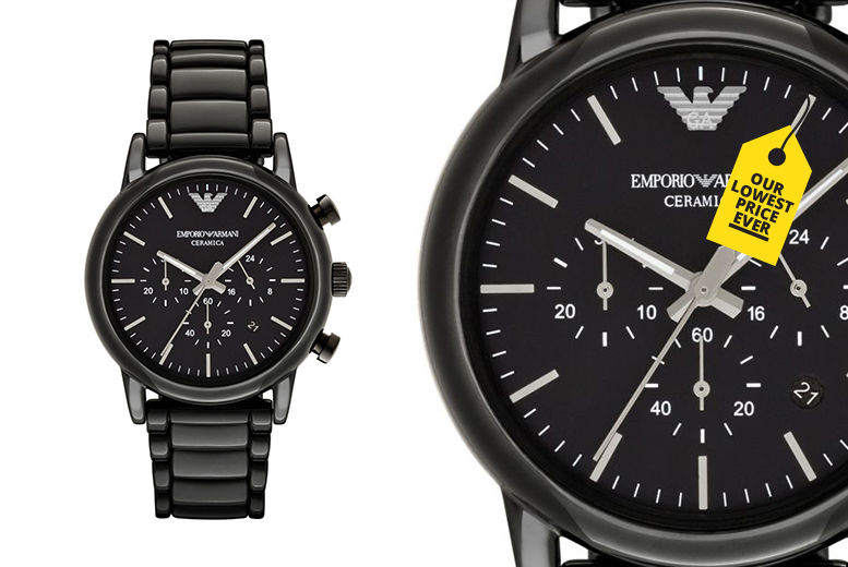 Emporio Armani Luigi Chronograph Black Dial Black Steel Strap Watch For Men - AR1507