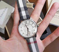 Burberry The Classic Silver Dial Horseferry Black Leather Strap Watch for Men - BU10002