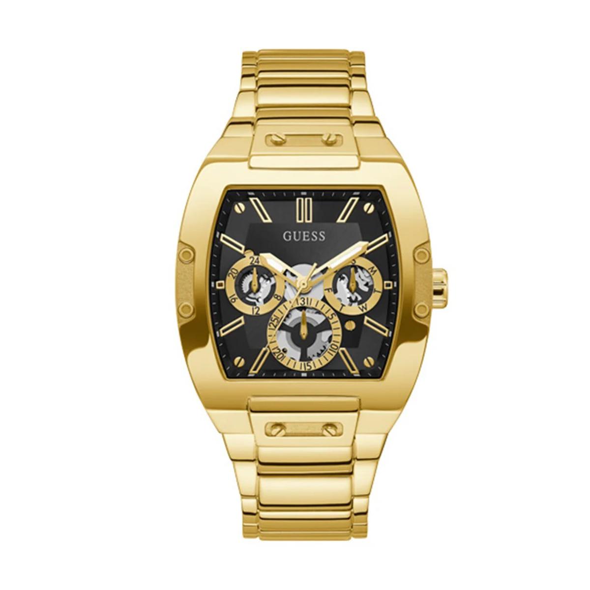 Guess Phoenix Multi Function Black Dial Gold Steel Strap Watch for Men - GW0456G1