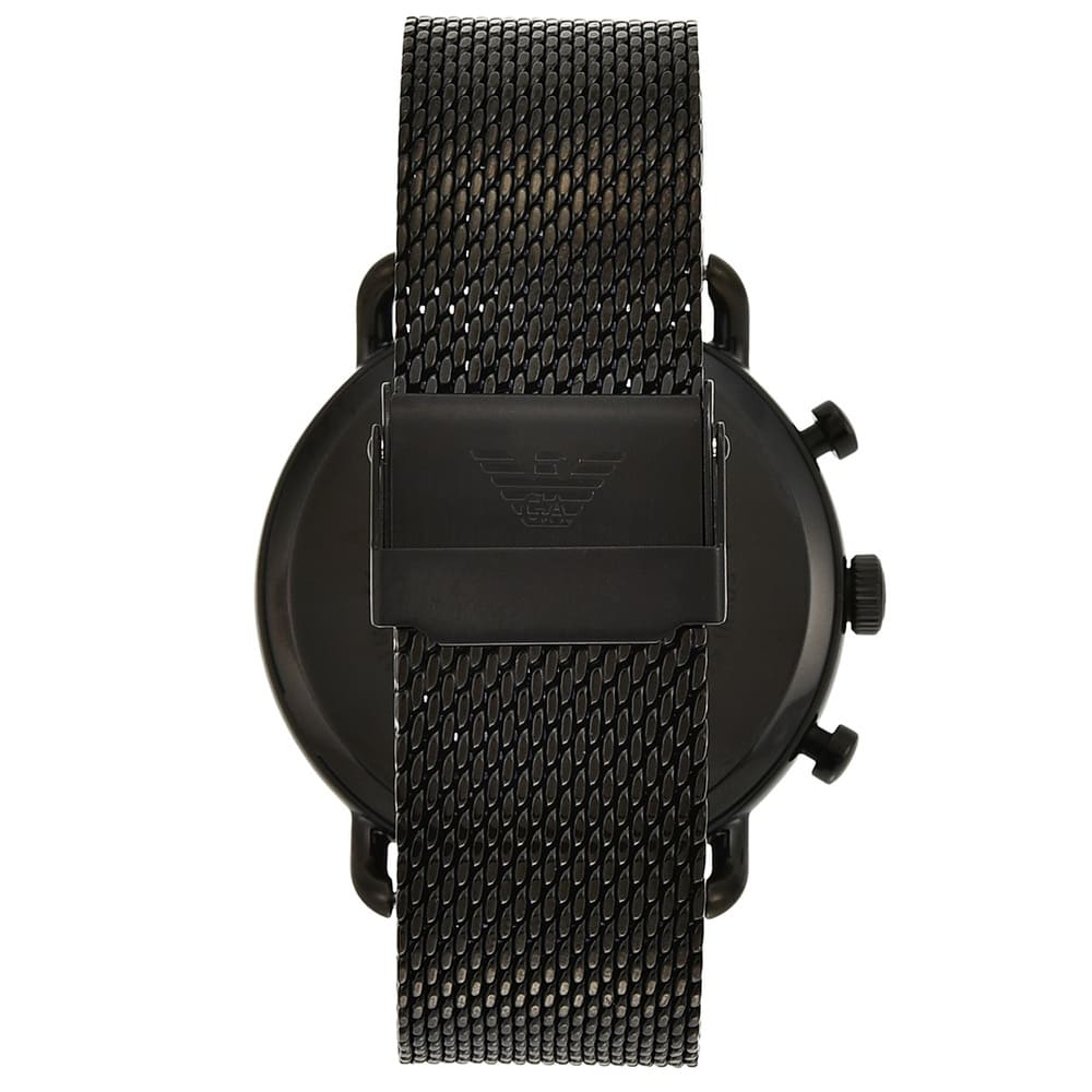 Emporio Armani Aviator Black Dial Black Mesh Bracelet Watch For Men - AR11142