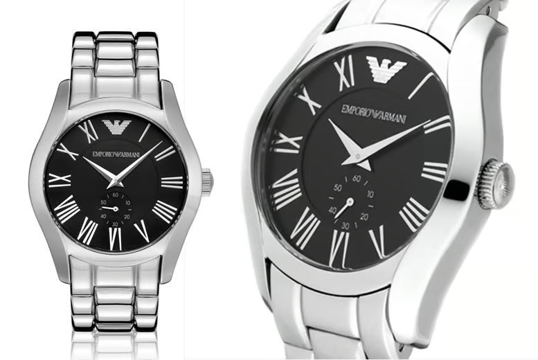 Emporio Armani Valente Black Dial Silver Steel Strap Watch For Men - AR0680