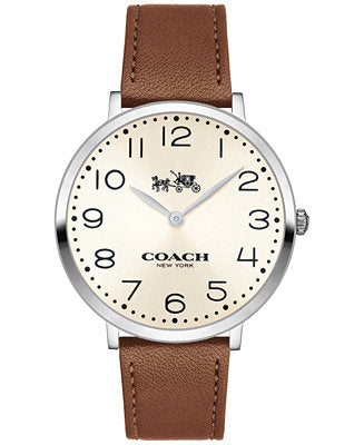 Coach Slim Easton White Dial Brown Leather Strap Watch for Women - 14502682