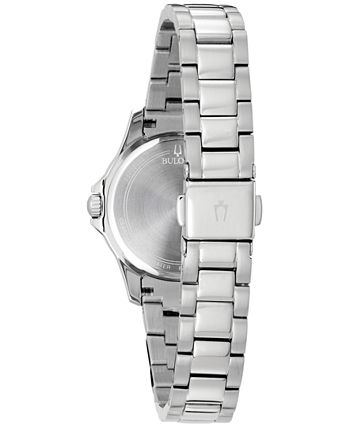 Bulova Crystal Collection Mother of Pearl Blue Dial Silver Steel Strap Watch for Women - 96L238