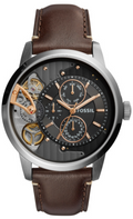 Fossil Townsman Automatic Black Dial Brown Leather Strap Watch for Men -  ME1163